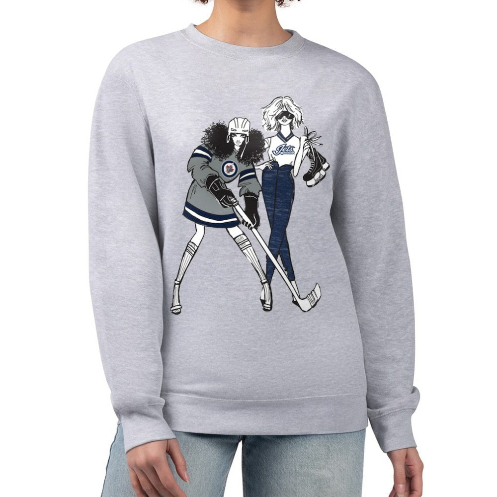 Winnipeg Jets G-III 4Her by Carl Banks Women's Hockey Girls Team Graphic Fleece Pullover Sweatshirt Heather Gray