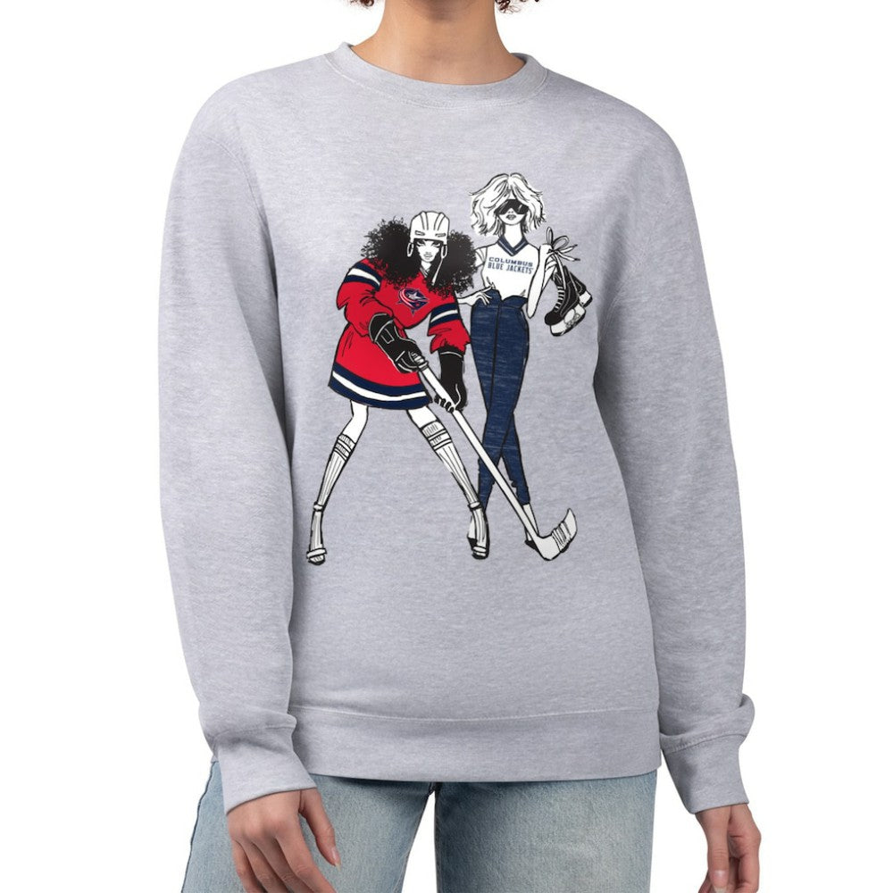 Columbus Blue Jackets G-III 4Her by Carl Banks Women's Hockey Girls Team Graphic Fleece Pullover Sweatshirt Heather Gray