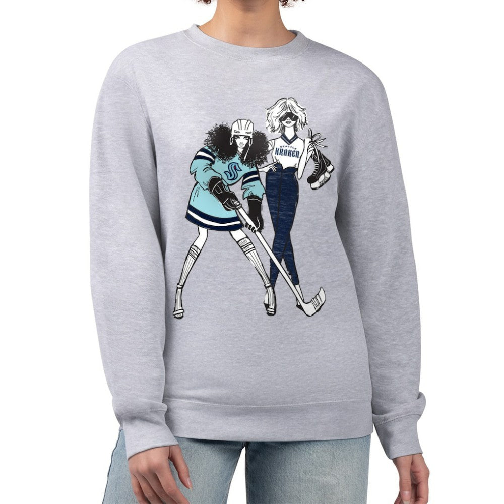 Seattle Kraken G-III 4Her by Carl Banks Women's Hockey Girls Team Graphic Fleece Pullover Sweatshirt Heather Gray