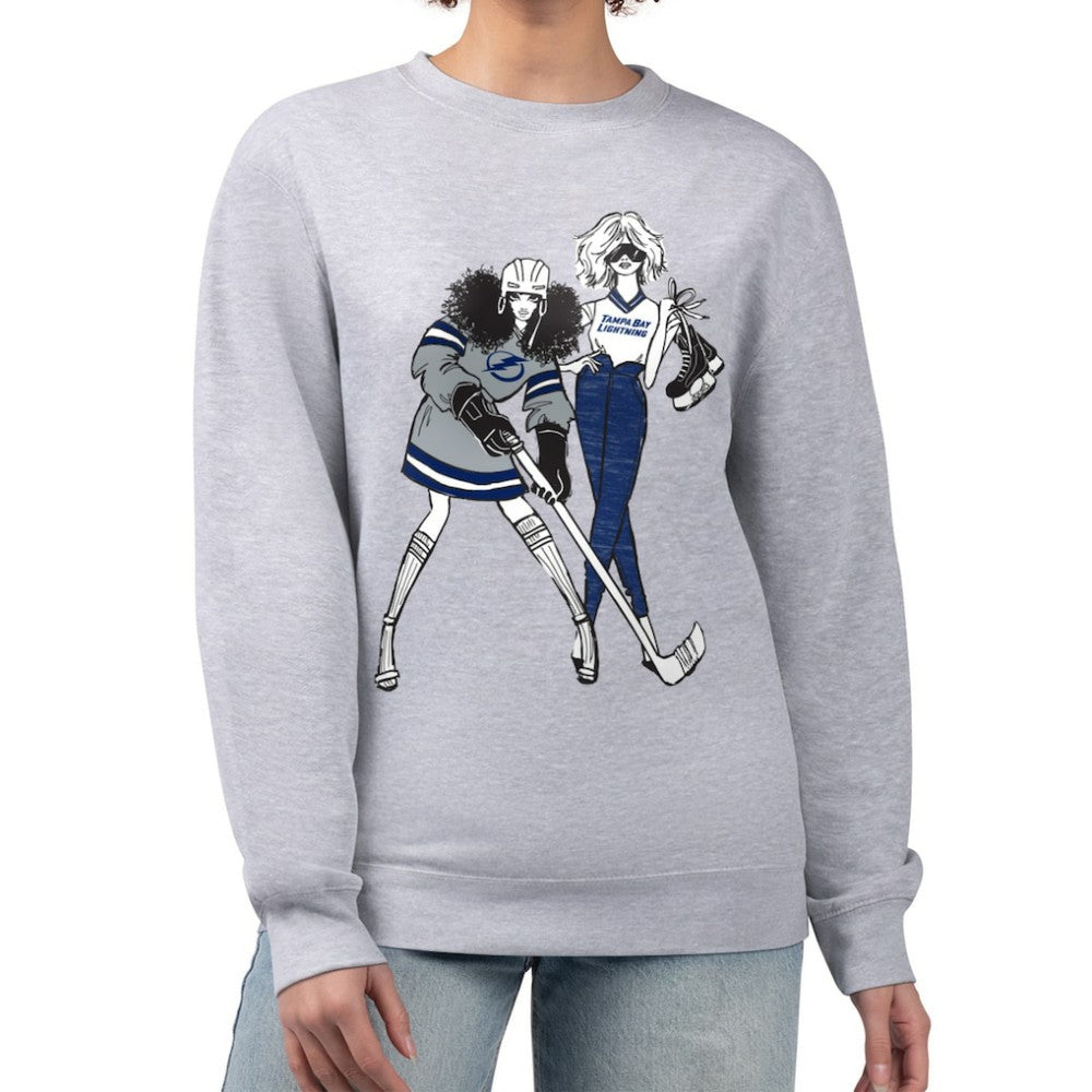 Tampa Bay Lightning G-III 4Her by Carl Banks Women's Hockey Girls Team Graphic Fleece Pullover Sweatshirt Heather Gray
