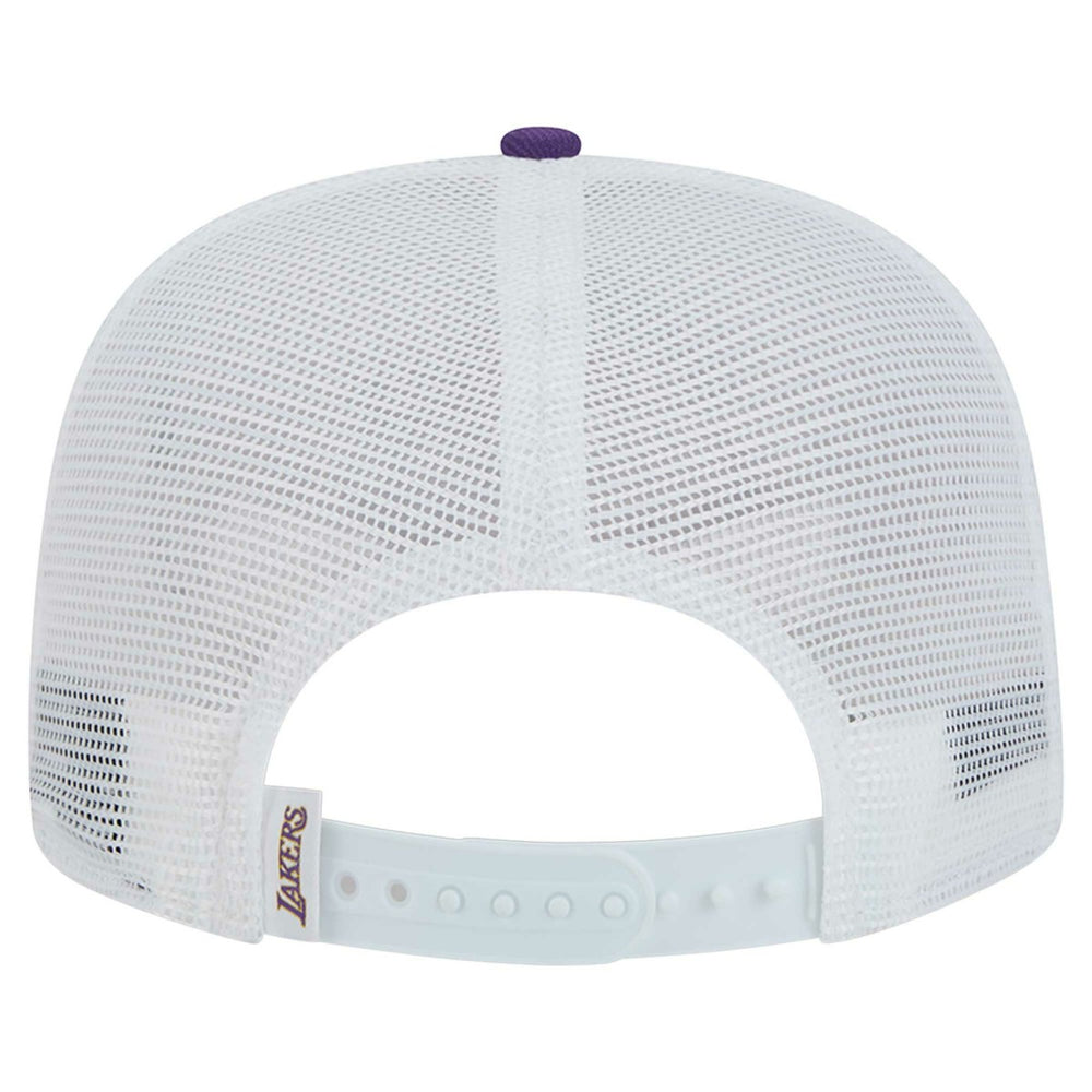 Los Angeles Lakers Dip-Dye 9FIFTY A-Frame Trucker Snapback Hat - White/Purple | New Era shop