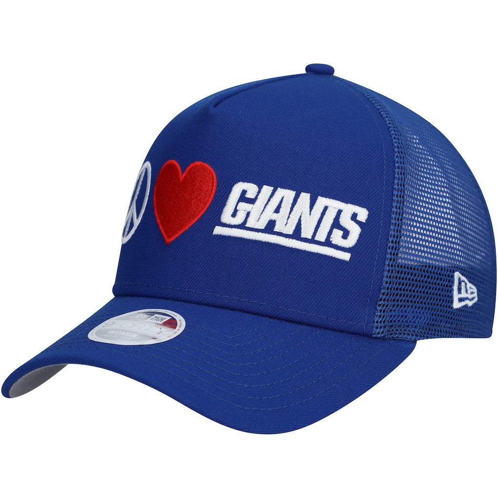 New York Giants New Era Women's Peace & Love Trucker 9FORTY Adjustable Hat - Royal discount
