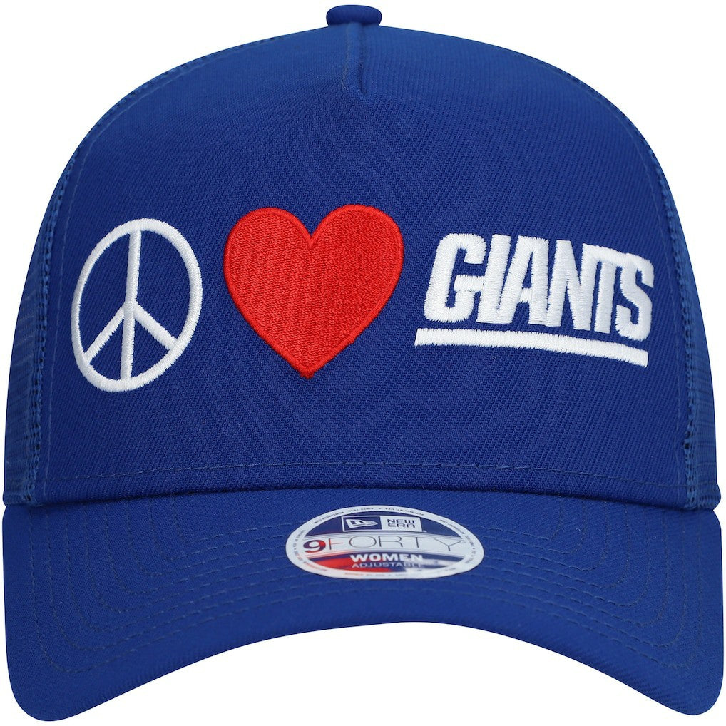 New York Giants New Era Women's Peace & Love Trucker 9FORTY Adjustable Hat - Royal discount
