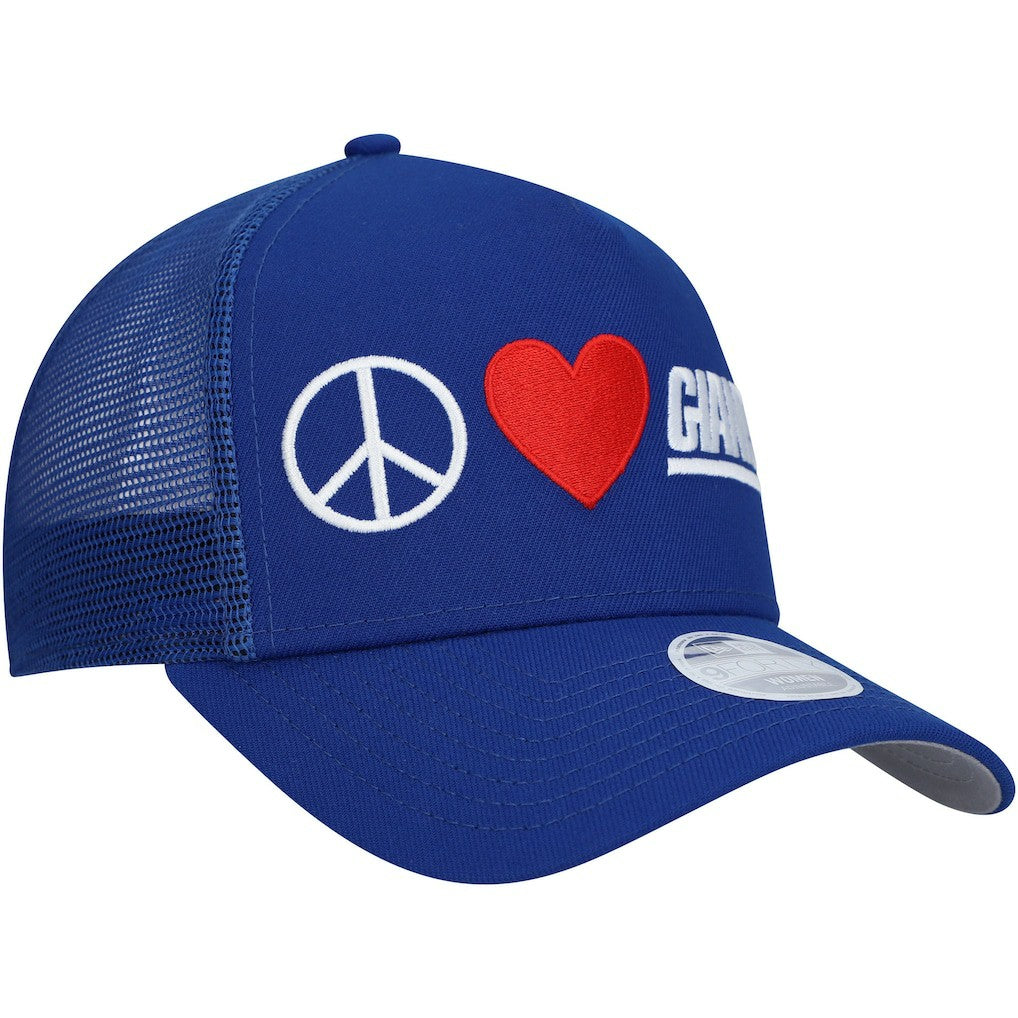 New York Giants New Era Women's Peace & Love Trucker 9FORTY Adjustable Hat - Royal discount