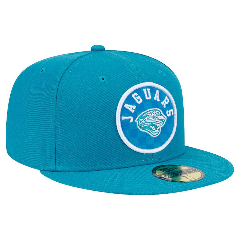 Jacksonville Jaguars New Era Checkered 59FIFTY Fitted Hat - Teal discount