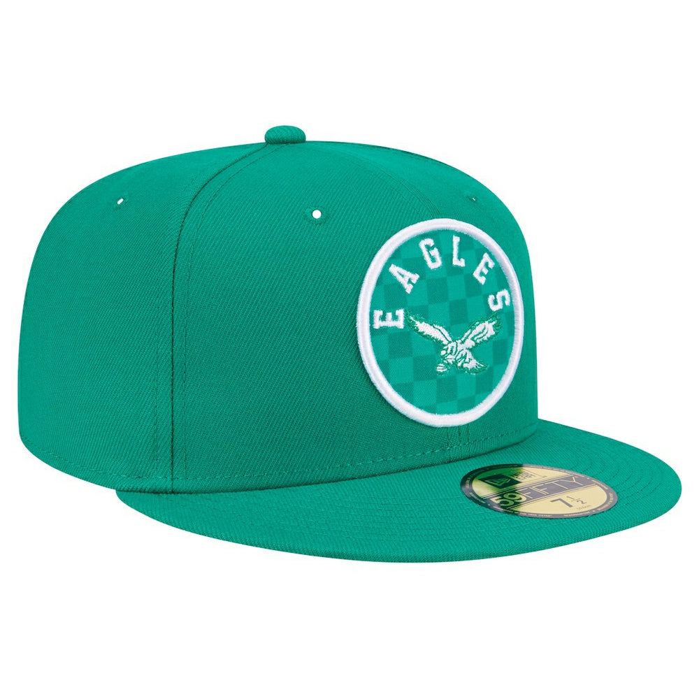 Philadelphia Eagles New Era Checkered 59FIFTY Fitted Hat - Kelly Green for sale