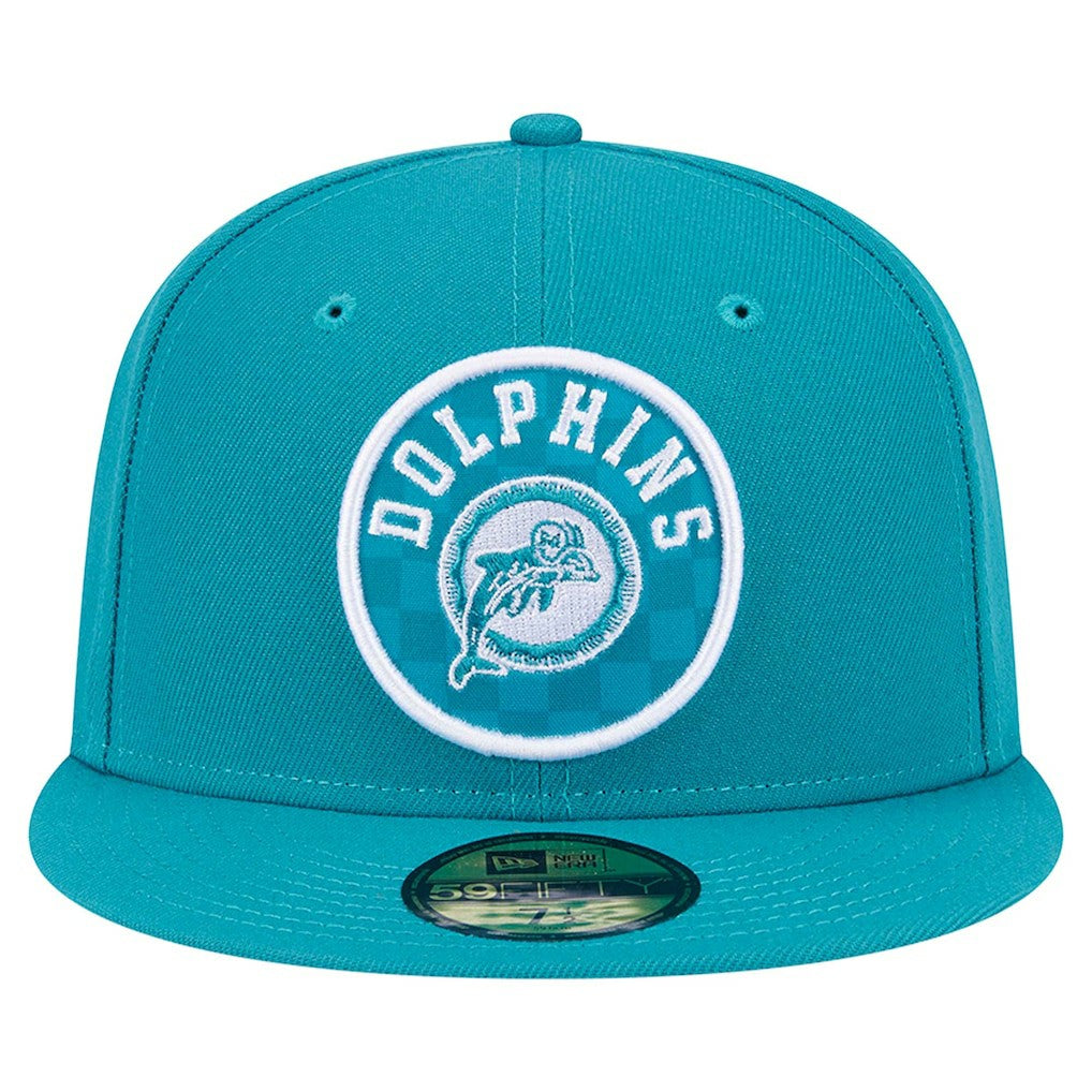 Miami Dolphins New Era Checkered 59FIFTY Fitted Hat - Aqua for sale