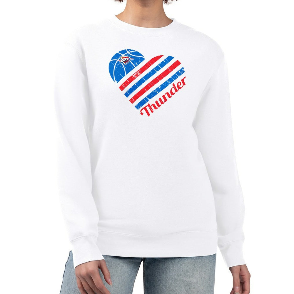 Oklahoma City Thunder G-III 4Her by Carl Banks Women's Heart Graphic Fleece Pullover Sweatshirt - White cheap