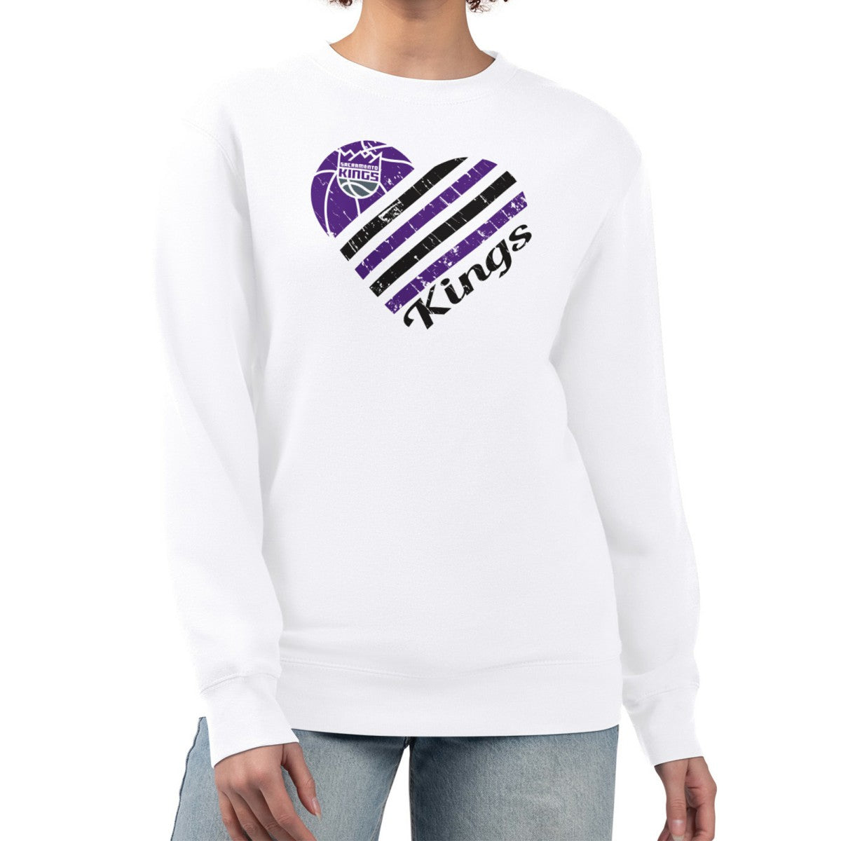 Sacramento Kings G-III 4Her by Carl Banks Women's Heart Graphic Fleece Pullover Sweatshirt - White sale