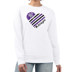 Sacramento Kings G-III 4Her by Carl Banks Women's Heart Graphic Fleece Pullover Sweatshirt - White sale