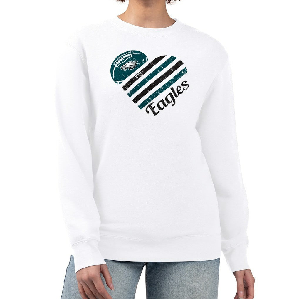 Philadelphia Eagles G-III 4Her by Carl Banks Women's Heart Graphic Fleece Pullover Sweatshirt - White on sale