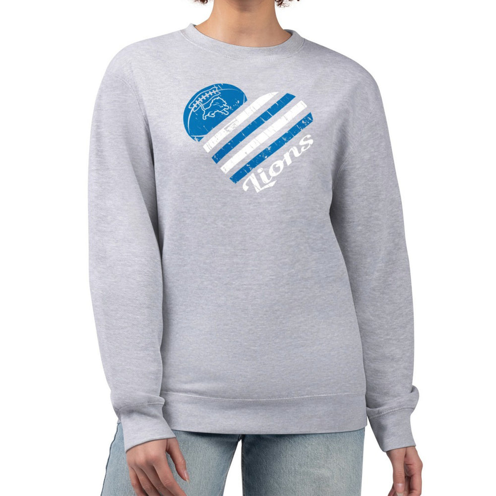 Detroit Lions G-III 4Her by Carl Banks Women's Heart Graphic Fleece Pullover Sweatshirt - Heather Gray discount