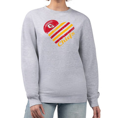 Kansas City Chiefs G-III 4Her by Carl Banks Women's Heart Graphic Fleece Pullover Sweatshirt - Heather Gray outlet