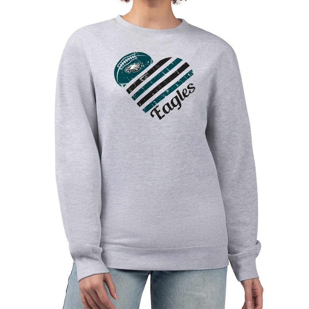 Philadelphia Eagles G-III 4Her by Carl Banks Women's Heart Graphic Fleece Pullover Sweatshirt - Heather Gray discount