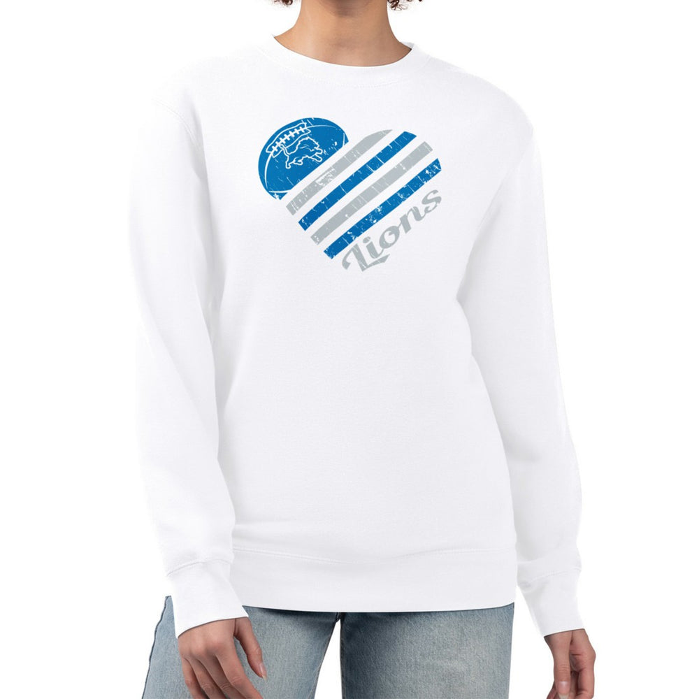 Detroit Lions G-III 4Her by Carl Banks Women's Heart Graphic Fleece Pullover Sweatshirt - White online