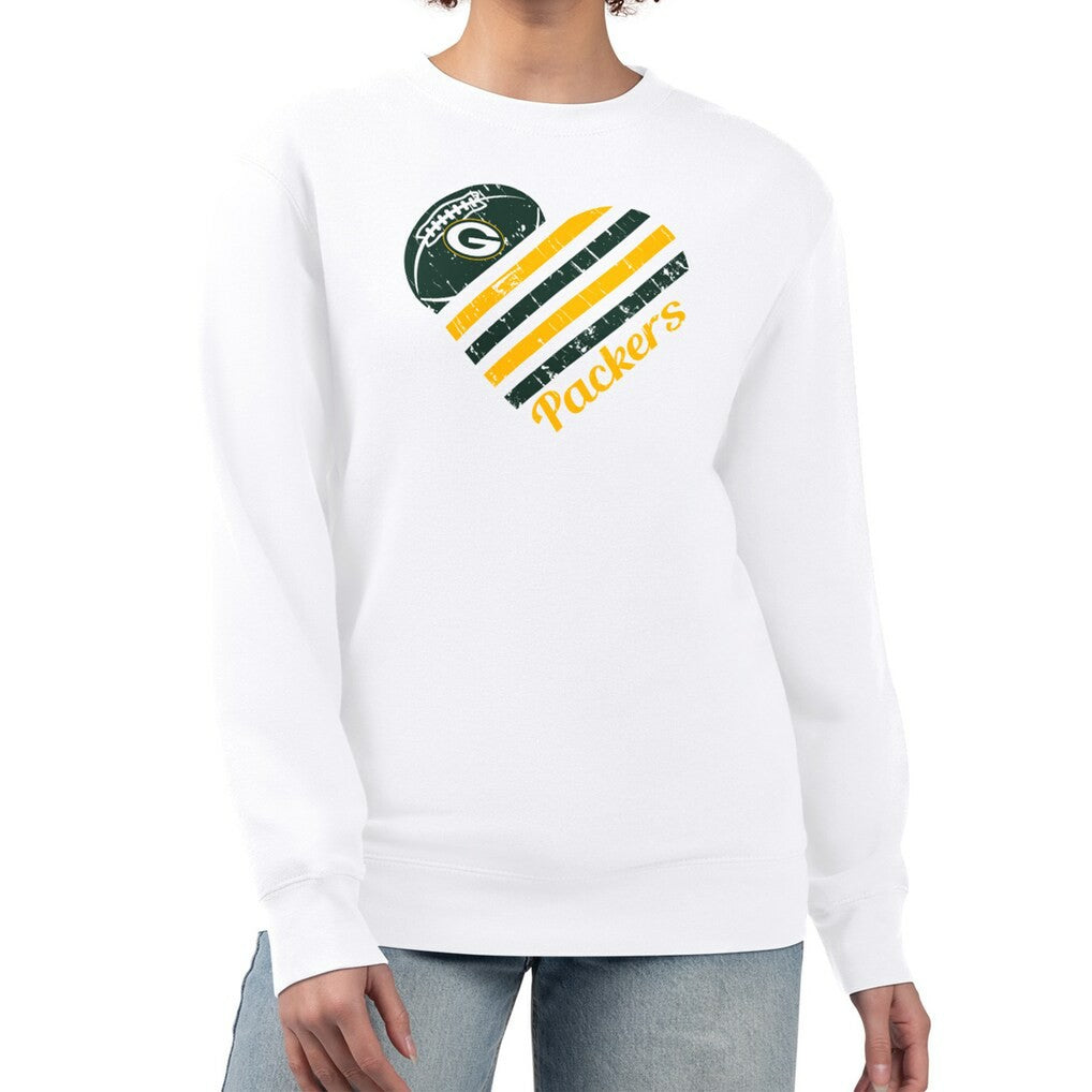 Green Bay Packers G-III 4Her by Carl Banks Women's Heart Graphic Fleece Pullover Sweatshirt - White outlet