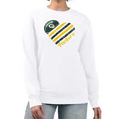 Green Bay Packers G-III 4Her by Carl Banks Women's Heart Graphic Fleece Pullover Sweatshirt - White outlet