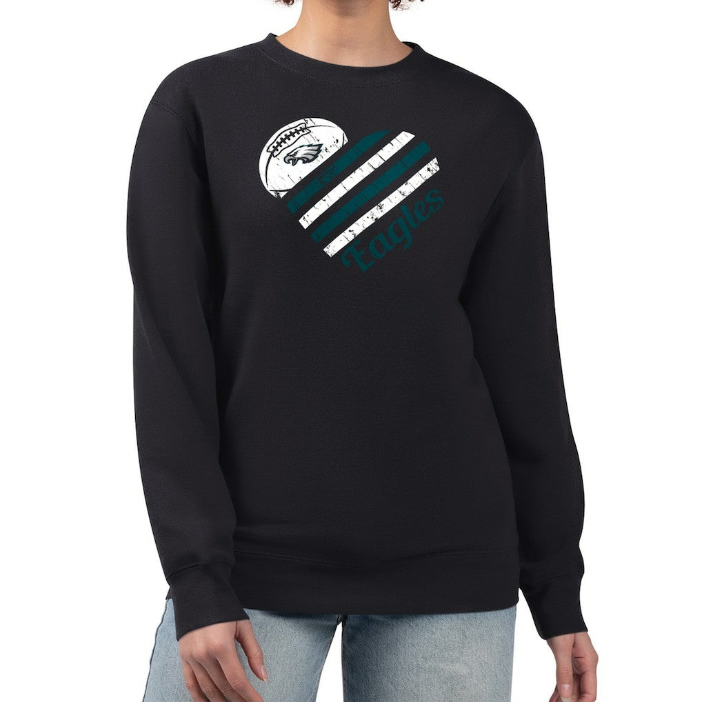 Philadelphia Eagles G-III 4Her by Carl Banks Women's Heart Graphic Fleece Pullover Sweatshirt - Black on sale