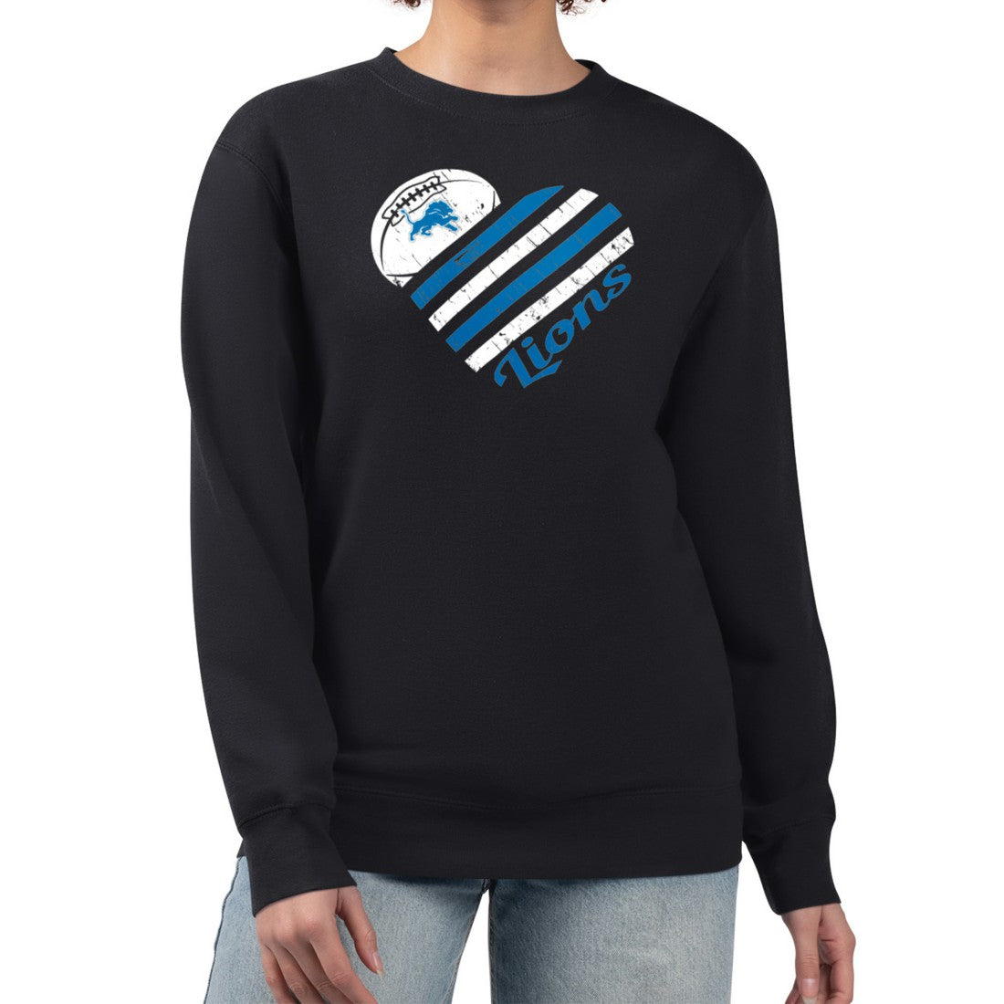 Detroit Lions G-III 4Her by Carl Banks Women's Heart Graphic Fleece Pullover Sweatshirt - Black discount