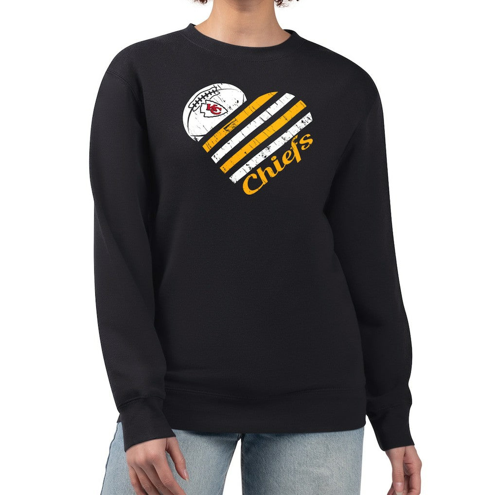 Kansas City Chiefs G-III 4Her by Carl Banks Women's Heart Graphic Fleece Pullover Sweatshirt - Black online