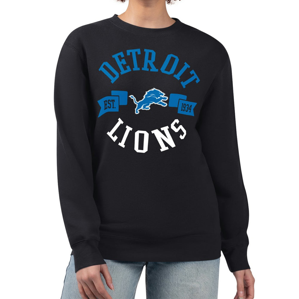 Detroit Lions G-III 4Her by Carl Banks Women's Large Team Graphic Fleece Pullover Sweatshirt - Black sale