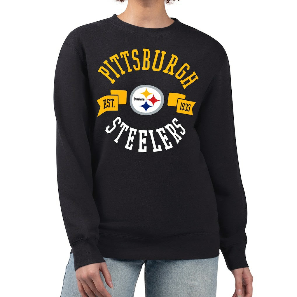 Pittsburgh Steelers G-III 4Her by Carl Banks Women's Large Team Graphic Fleece Pullover Sweatshirt - Black online