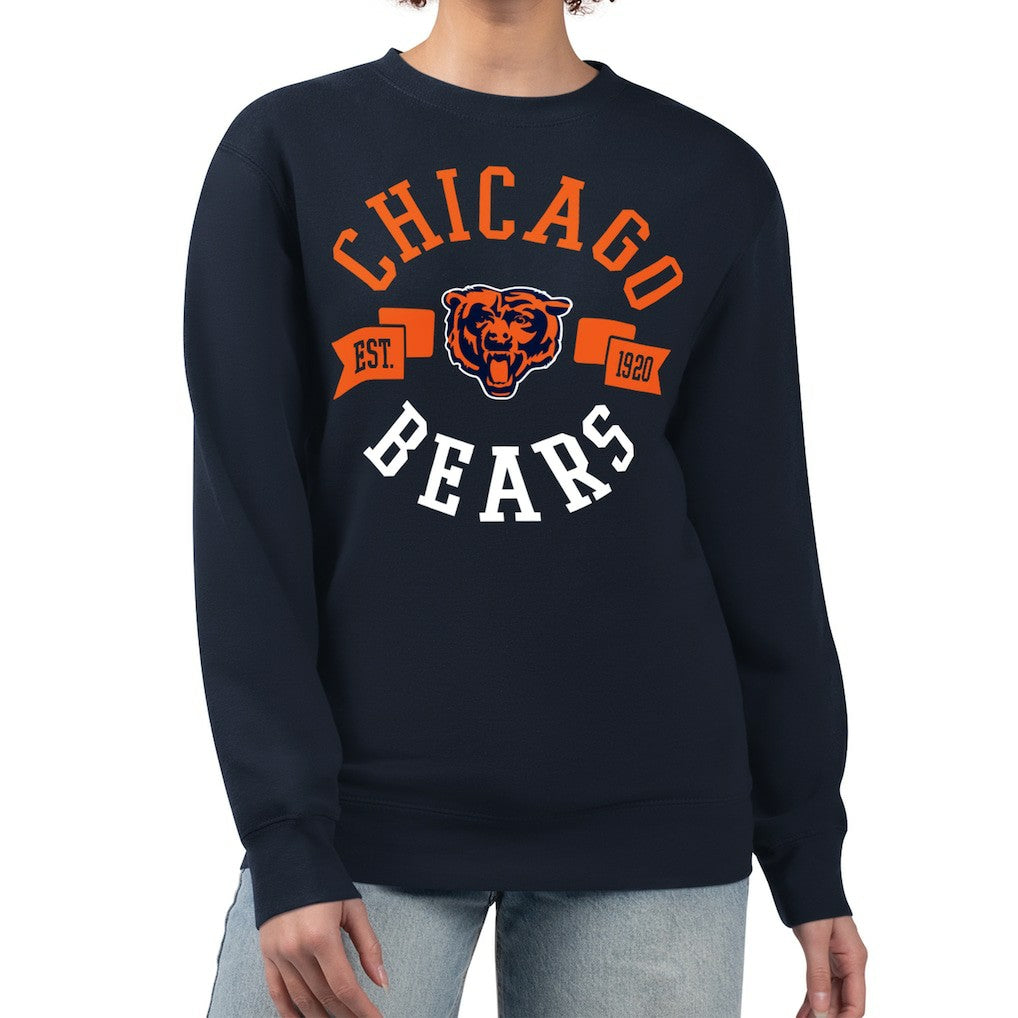 Chicago Bears G-III 4Her by Carl Banks Women's Large Team Graphic Fleece Pullover Sweatshirt - Navy discount