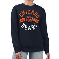 Chicago Bears G-III 4Her by Carl Banks Women's Large Team Graphic Fleece Pullover Sweatshirt - Navy discount