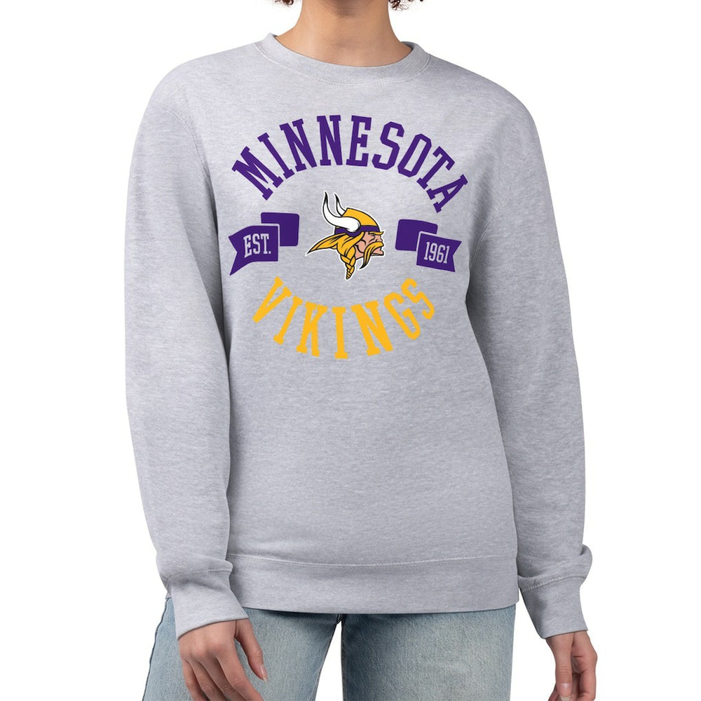 Minnesota Vikings G-III 4Her by Carl Banks Women's Large Team Graphic Fleece Pullover Sweatshirt - Heather Gray online
