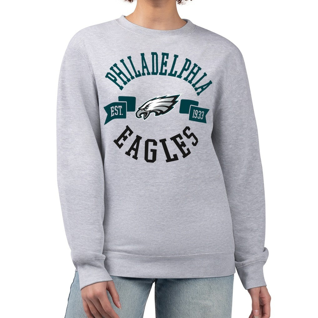 Philadelphia Eagles G-III 4Her by Carl Banks Women's Large Team Graphic Fleece Pullover Sweatshirt - Heather Gray sale