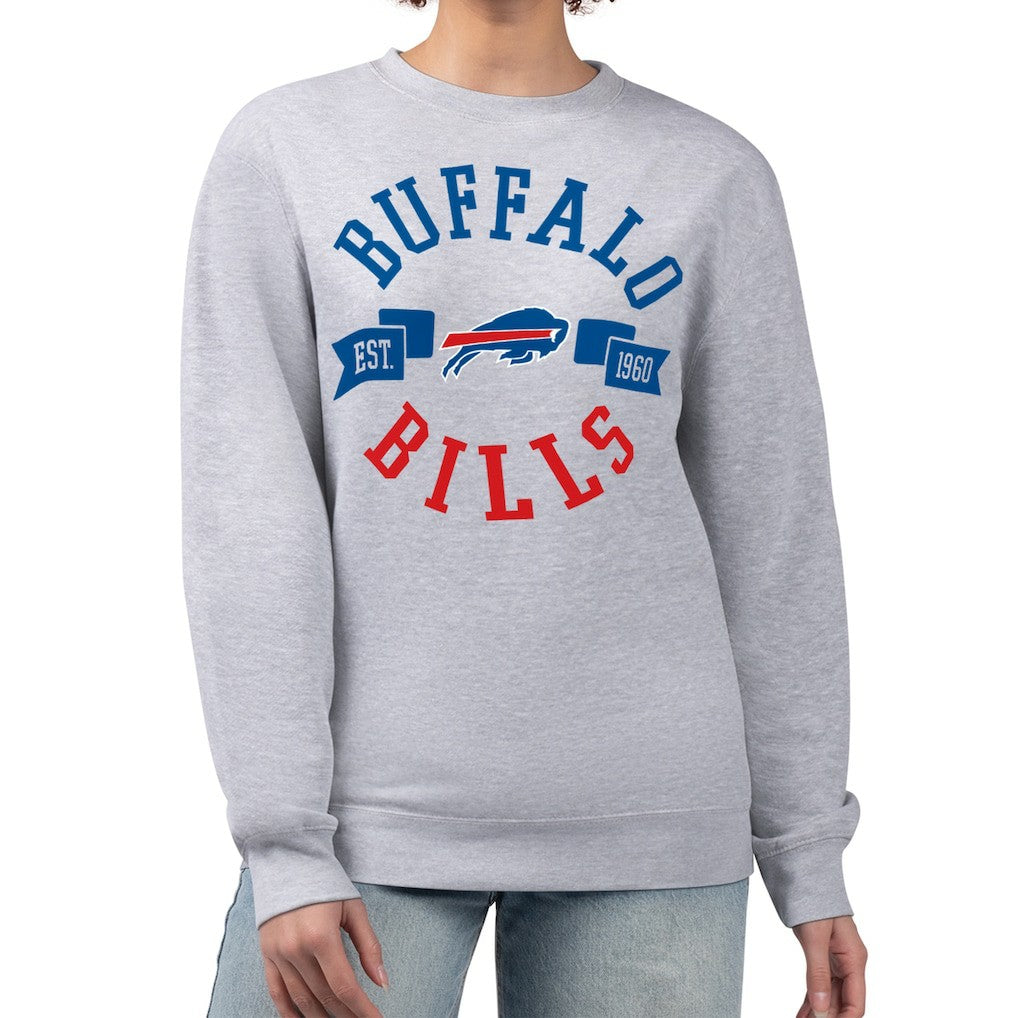 Buffalo Bills G-III 4Her by Carl Banks Women's Large Team Graphic Fleece Pullover Sweatshirt - Heather Gray for sale