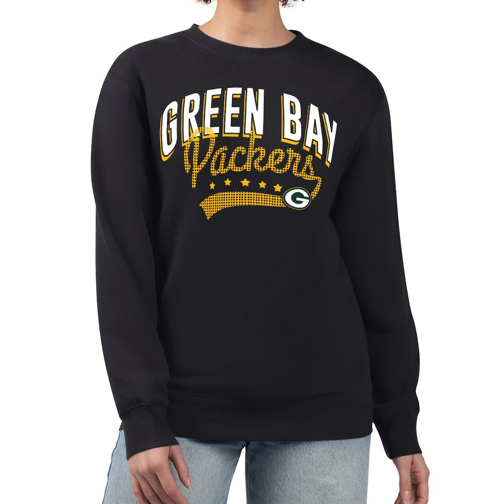Green Bay Packers G-III 4Her by Carl Banks Women's Filigree Logo Graphic Fleece Pullover Sweatshirt - Black discount
