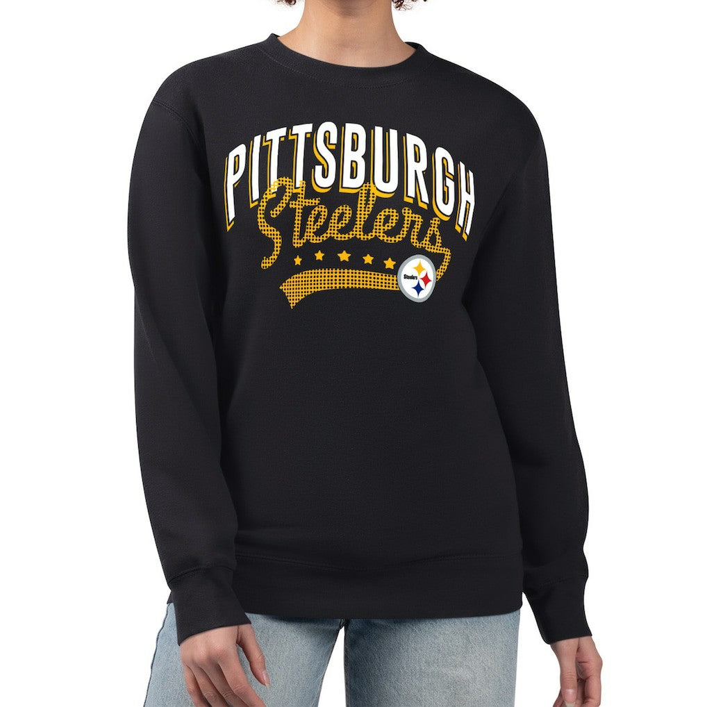 Pittsburgh Steelers G-III 4Her by Carl Banks Women's Filigree Logo Graphic Fleece Pullover Sweatshirt - Black cheap