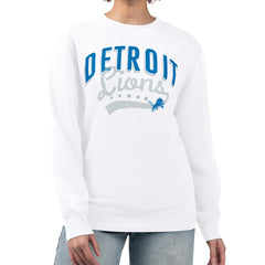 Detroit Lions G-III 4Her by Carl Banks Women's Filigree Logo Graphic Fleece Pullover Sweatshirt - White on sale