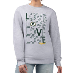 Green Bay Packers G-III 4Her by Carl Banks Women's Lots of Love Graphic Fleece Pullover Sweatshirt - Heather Gray online