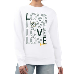 Green Bay Packers G-III 4Her by Carl Banks Women's Lots of Love Graphic Fleece Pullover Sweatshirt - White discount