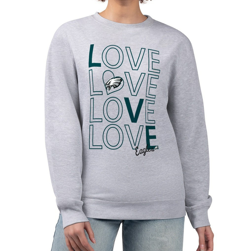 Philadelphia Eagles G-III 4Her by Carl Banks Women's Lots of Love Graphic Fleece Pullover Sweatshirt - Heather Gray discount