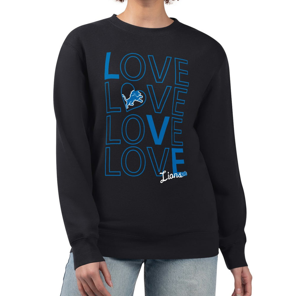 Detroit Lions G-III 4Her by Carl Banks Women's Lots of Love Graphic Fleece Pullover Sweatshirt - Black cheap