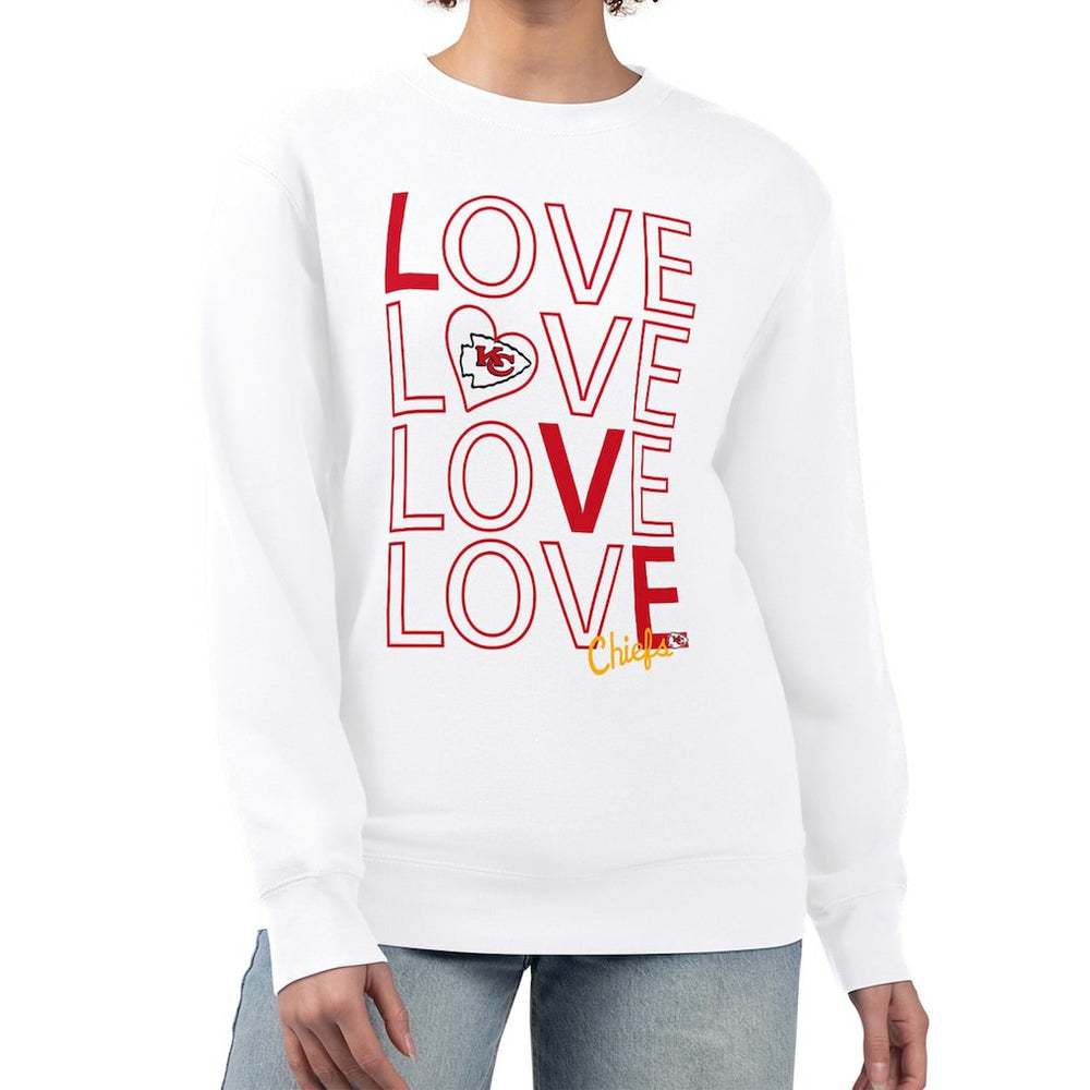 Kansas City Chiefs G-III 4Her by Carl Banks Women's Lots of Love Graphic Fleece Pullover Sweatshirt - White cheap