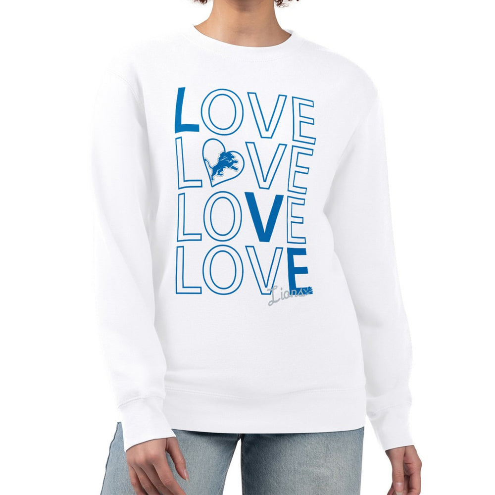 Detroit Lions G-III 4Her by Carl Banks Women's Lots of Love Graphic Fleece Pullover Sweatshirt - White for sale