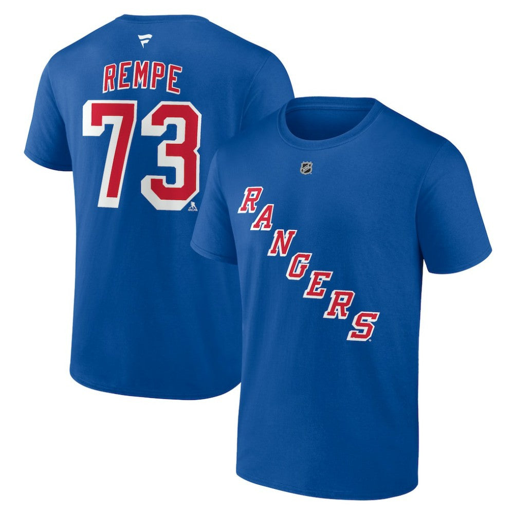 Matt Rempe New York Rangers Fanatics Authentic Stack Name & Number T-Shirt Blue