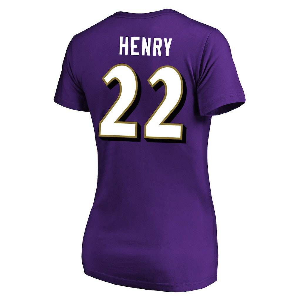 Derrick Henry Baltimore Ravens Women's Plus Size Fair Catch Name & Number Scoop Neck T-Shirt - Purple on sale