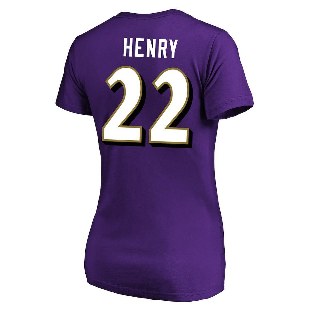 Derrick Henry Baltimore Ravens Women's Plus Size Fair Catch Name & Number Scoop Neck T-Shirt - Purple on sale