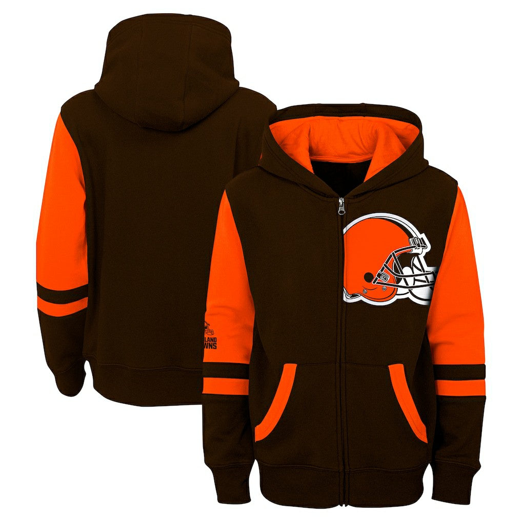 Cleveland Browns Youth Stadium Color-Block Full-Zip Hoodie - Brown sale