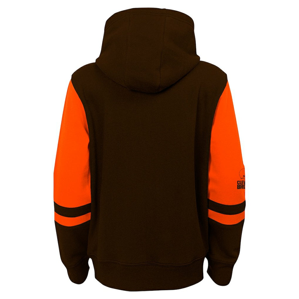 Cleveland Browns Youth Stadium Color-Block Full-Zip Hoodie - Brown sale