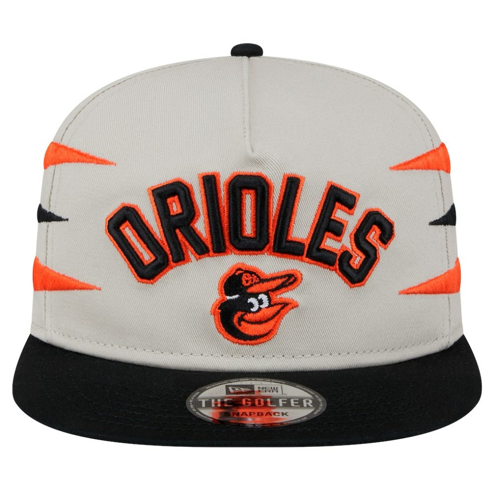 Baltimore Orioles Iron Golfer Snapback Hat - Cream | New Era