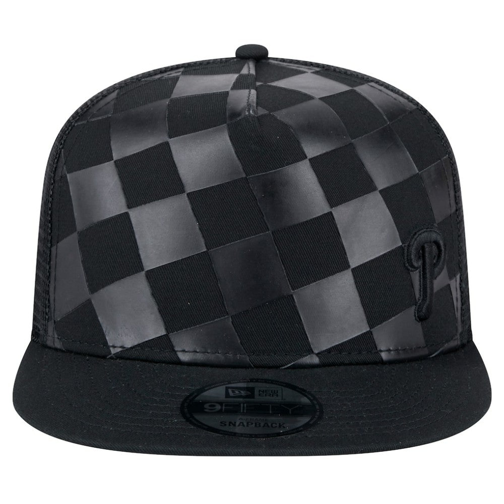 Philadelphia Phillies Score Check 9FIFTY A-Frame Trucker Snapback Hat - Black | New Era