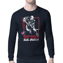 Columbus Blue Jackets Starter Player Grid Long Sleeve T-Shirt Navy