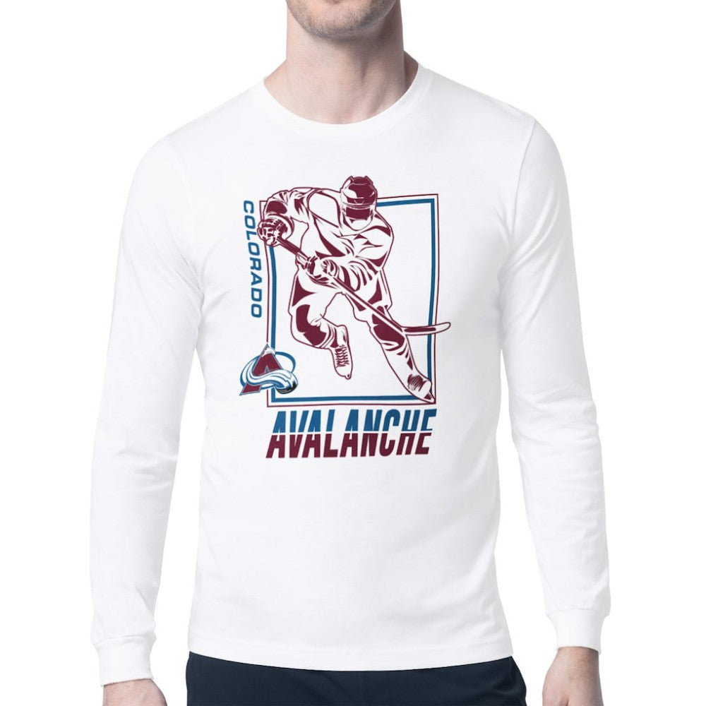 Colorado Avalanche Starter Player Grid Long Sleeve T-Shirt White