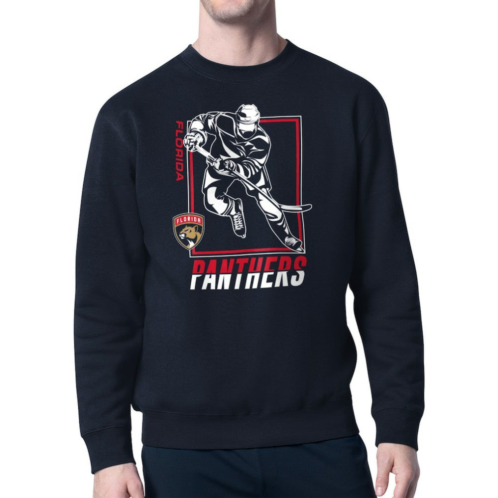 Florida Panthers Starter Player Grid Fleece Pullover Sweatshirt Navy